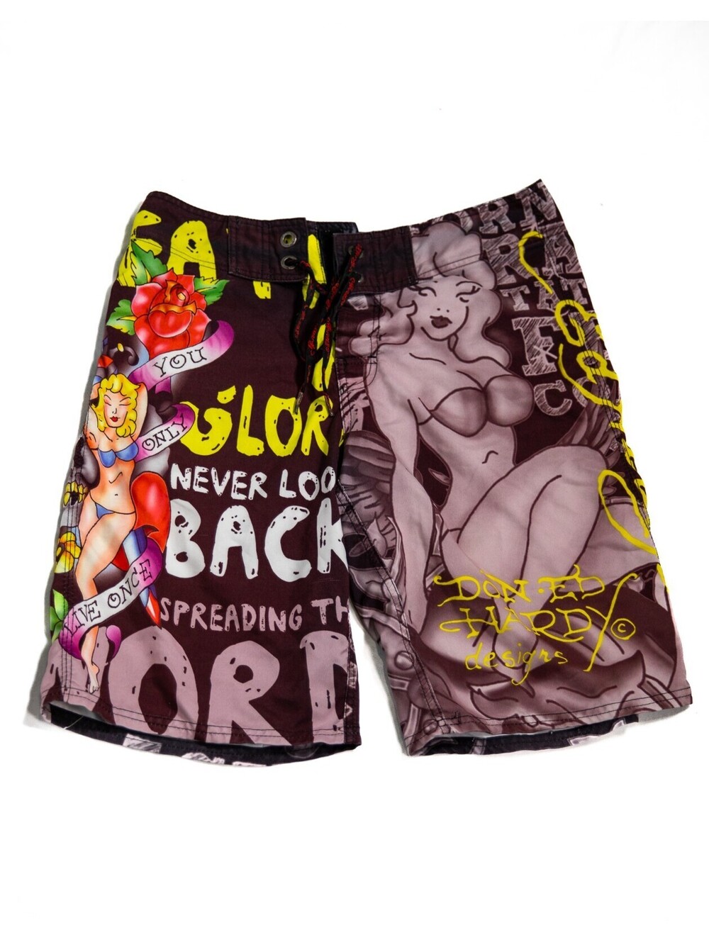 Christian Audigier Vintage Y2K Board Shorts Ed Hardy All Over Print - Men's 30